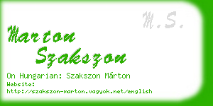 marton szakszon business card