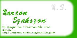 marton szakszon business card